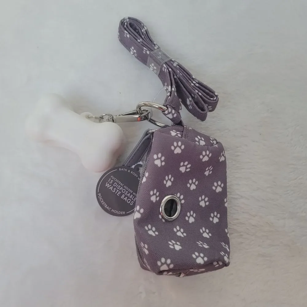 BBW Dog Bone Shaped PocketBac Holder and Paw Print Poop Bag with Lanyard New OOS